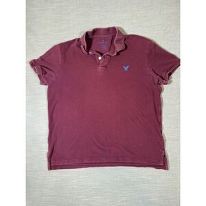 American Eagle Outfitters Mens XL Classic Fit Maroon Burgundy Polo Shirt Cotton